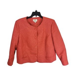 Talbots Orange Button Up Career Casual Blazer Jacket Women's Petite Size 20W
